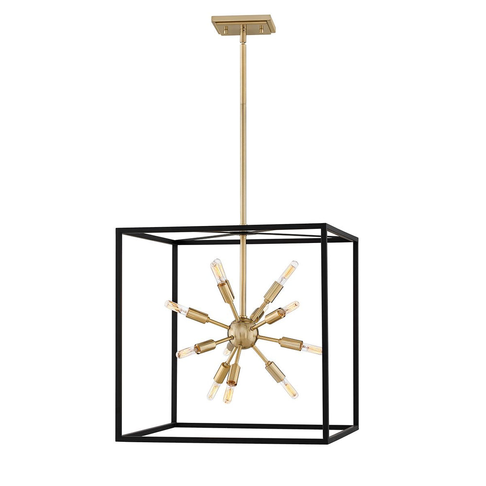 Quintiesse Aros 12 Light Pendant Black & Warm Brass