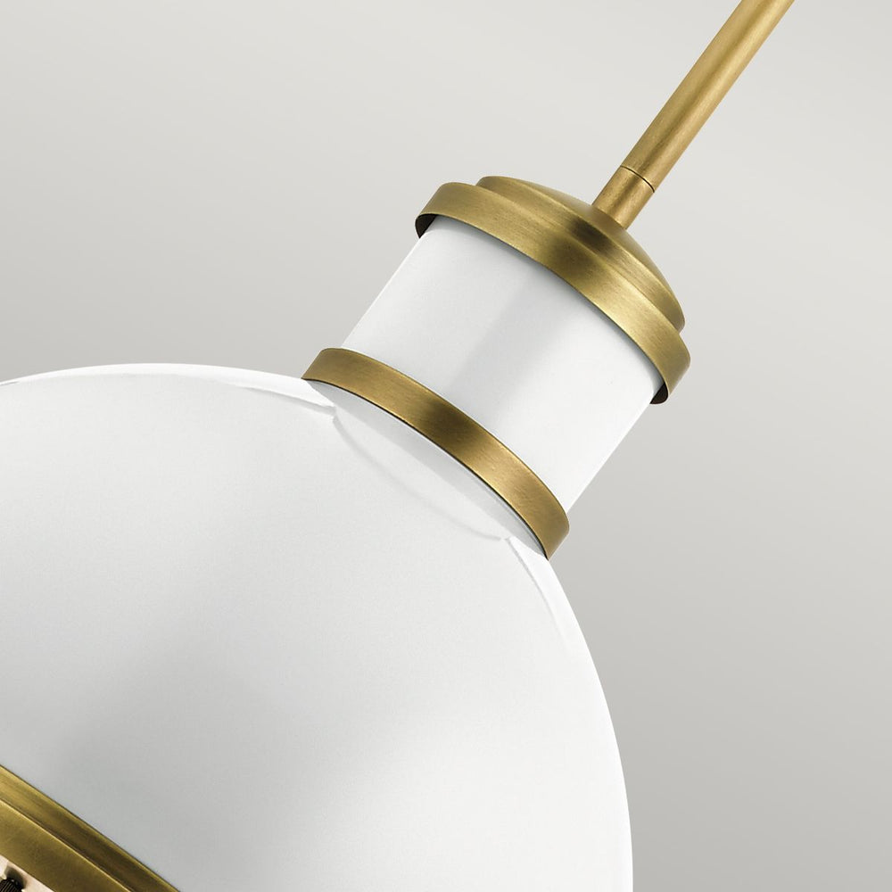 Quintiesse Tollis 1 Light Pendant  Natural Brass & White - Decolight Ltd 