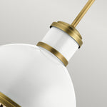 Quintiesse Tollis 1 Light Pendant  Natural Brass & White - Decolight Ltd 