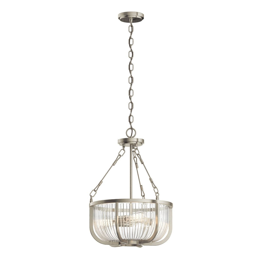 Quintiesse Roux 3 Light Pendant/ Semi-Flush Brushed Nickel - Decolight Ltd 