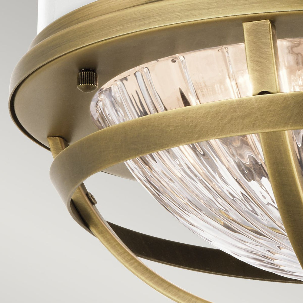 Quintiesse Tollis 2 Light Flush Mount  Natural Brass & White - Decolight Ltd 