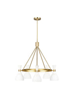 Decolight Noelle 5 lt Chandelier White & Brass Mid Century Ceiling Light