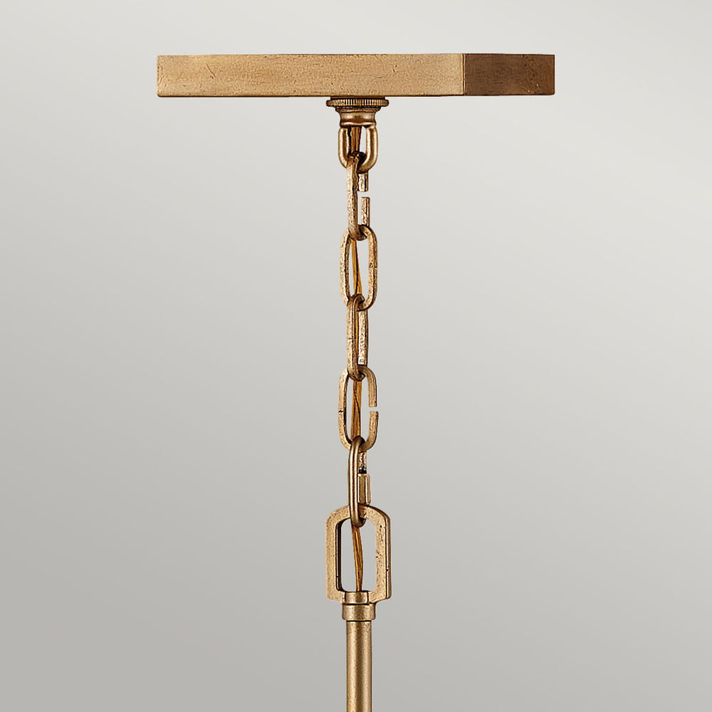 Quintiesse Stinson 4 Light Medium Pendant/ Semi-Flush Distressed Brass - Decolight Ltd 