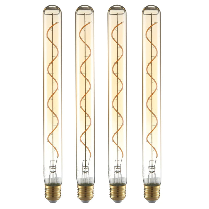 LED Dimmable Filament Tubular Bulb E27 4W 185mm Pack of 4 Warm White - Decolight Ltd 