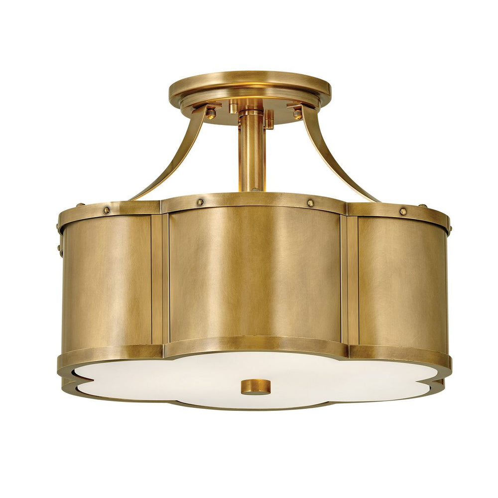 Quintiesse Chance 2 Light Semi-flush Mount Heritage Brass - Decolight Ltd 