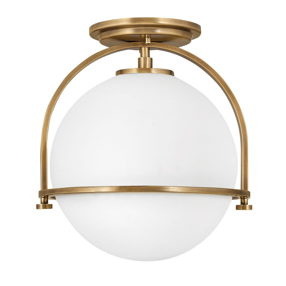 Quintiesse Somerset 1 Light Flush Mount  Heritage Brass Opal - Decolight Ltd 