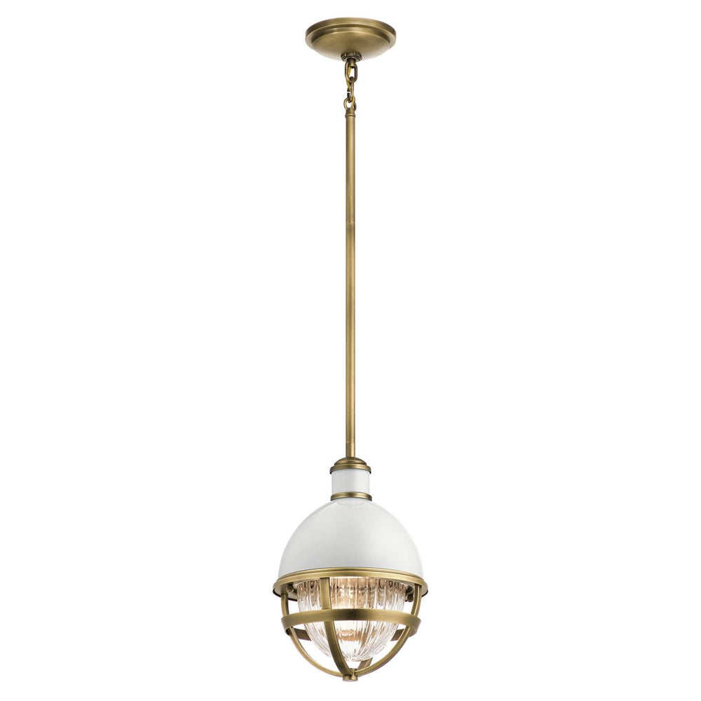 Quintiesse Tollis 1 Light Mini Pendant  Natural Brass & White - Decolight Ltd 