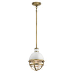 Quintiesse Tollis 1 Light Mini Pendant  Natural Brass & White - Decolight Ltd 