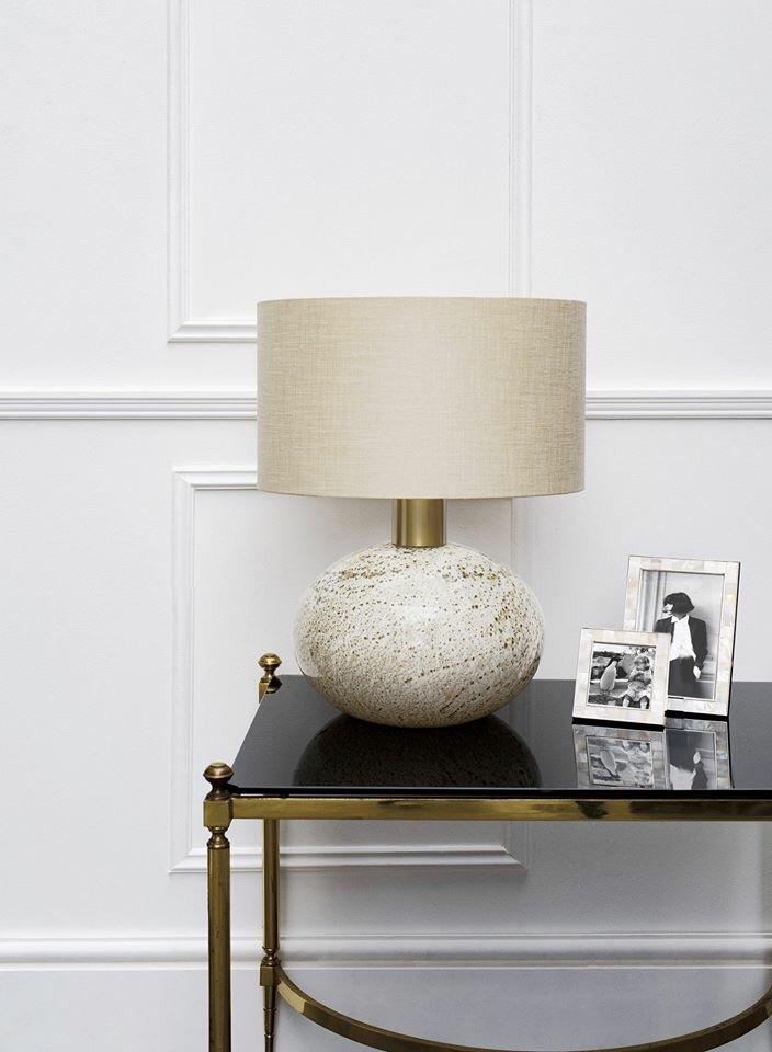Heathfield & Co Orion Suede Ivory Glass Table Lamp