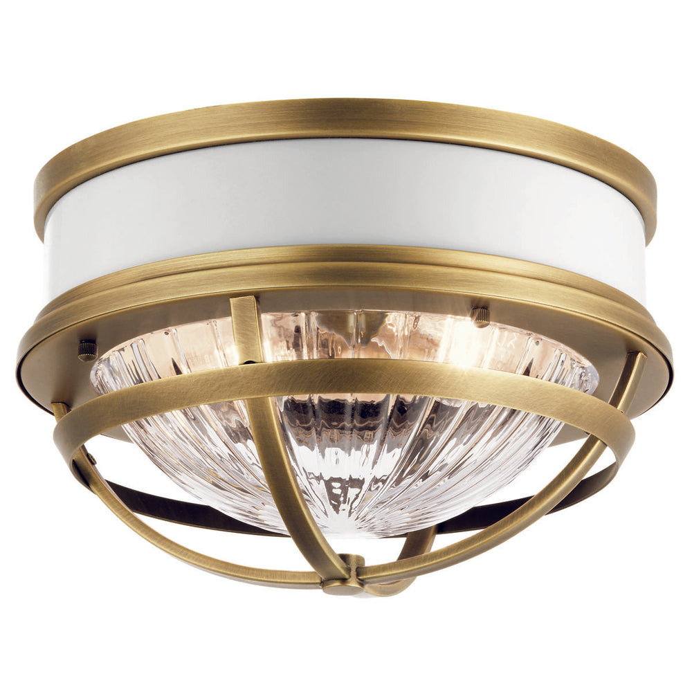 Quintiesse Tollis 2 Light Flush Mount  Natural Brass & White - Decolight Ltd 