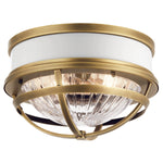 Quintiesse Tollis 2 Light Flush Mount  Natural Brass & White - Decolight Ltd 