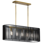 Quintiesse Linara 5 Light Linear Chandelier  Black & Natural Brass - Decolight Ltd 