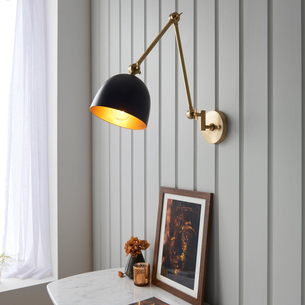 Adjustable wall lamp with swing best sale arm