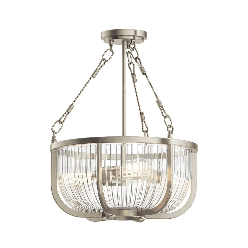 Quintiesse Roux 3 Light Pendant/ Semi-Flush Brushed Nickel - Decolight Ltd 