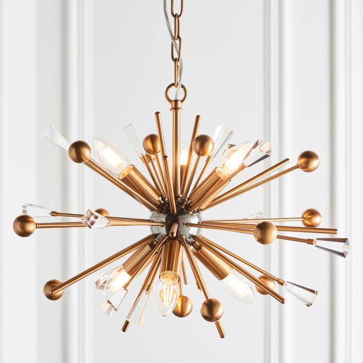 Decolight Toscana Starburst Ceiling Pendant Light Aged Brass - Decolight Ltd 