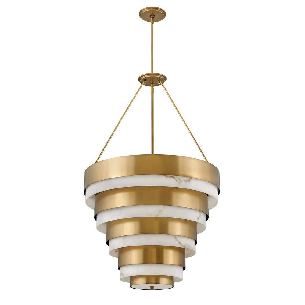 Quintiesse Echelon 8 Light Art Deco Ceiling Pendant Heritage Brass