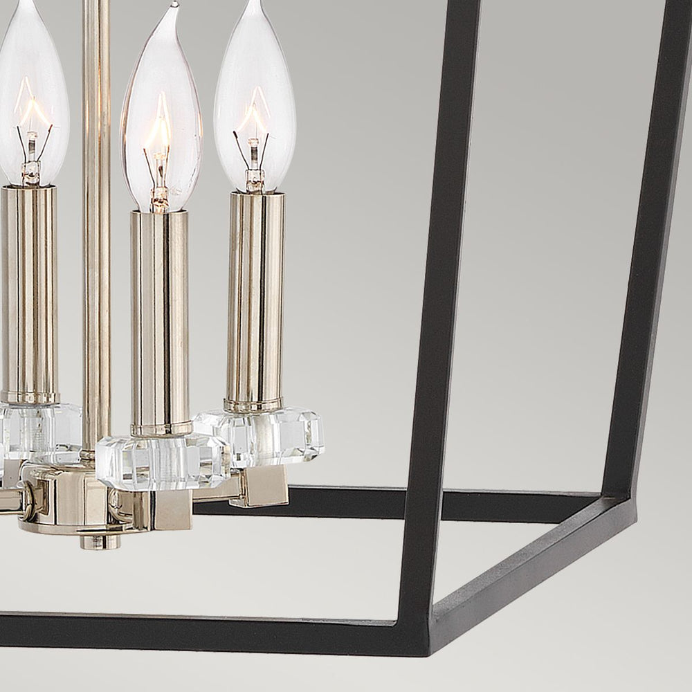 Quintiesse Stinson 4 Light Large Pendant/ Semi-Flush Black with Polished Nickel - Decolight Ltd 