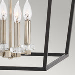 Quintiesse Stinson 4 Light Large Pendant/ Semi-Flush Black with Polished Nickel - Decolight Ltd 