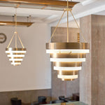 Quintiesse Echelon 8 Light Art Deco Ceiling Pendant Heritage Brass - Decolight Ltd 