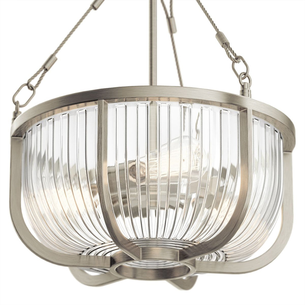 Quintiesse Roux 3 Light Pendant/ Semi-Flush Brushed Nickel - Decolight Ltd 