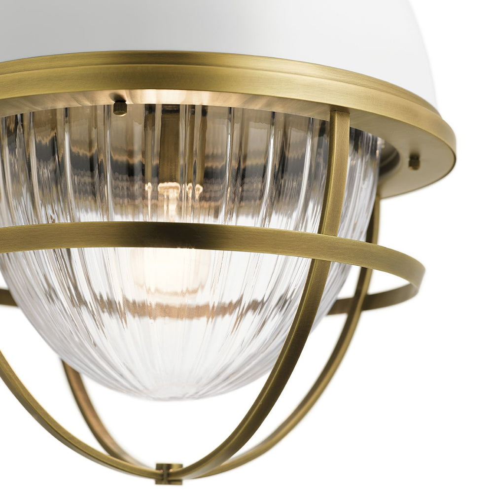 Quintiesse Tollis 1 Light Pendant  Natural Brass & White - Decolight Ltd 