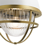 Quintiesse Tollis 1 Light Pendant  Natural Brass & White - Decolight Ltd 