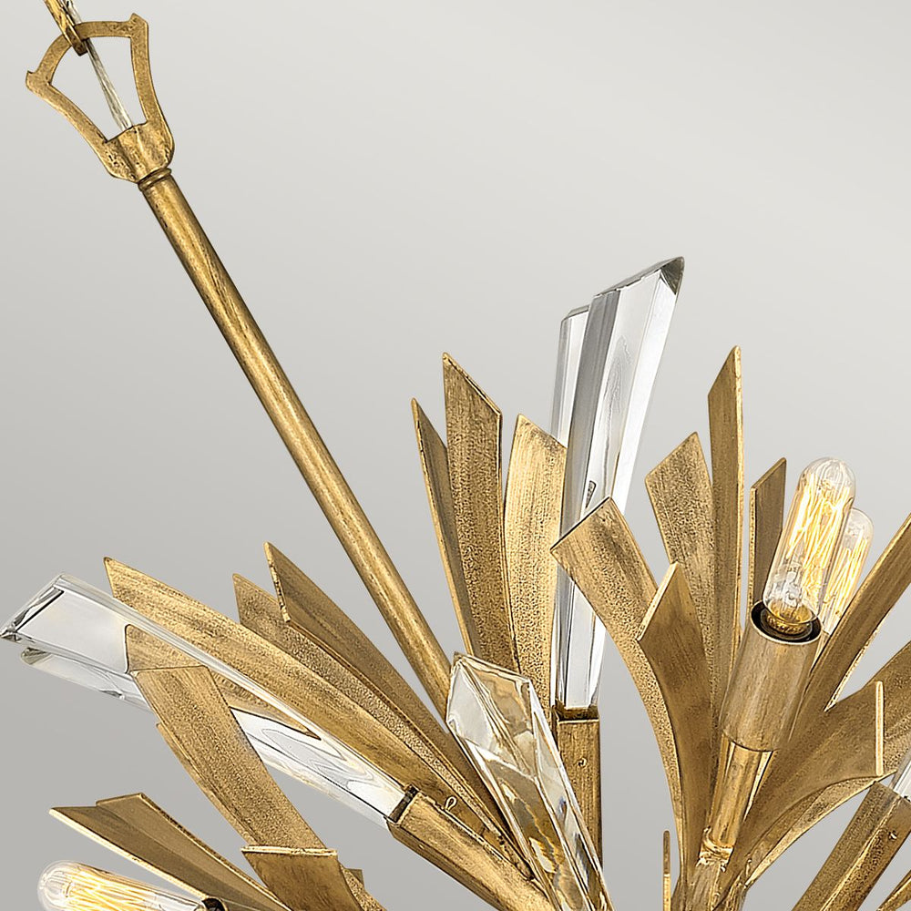 Quintiesse Vida 13 Light Small Pendant Burnished Gold - Decolight Ltd 