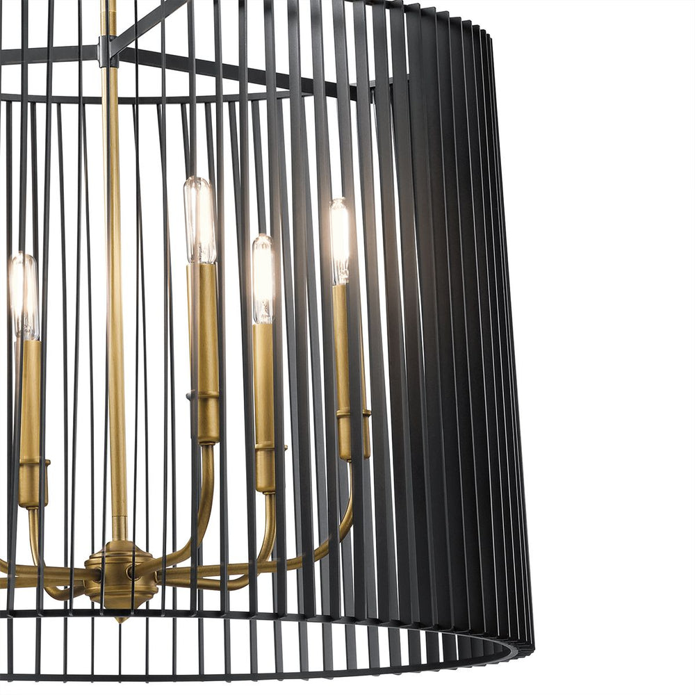 Quintiesse Linara 6 Light Chandelier/Pendant  Black & Natural Brass - Decolight Ltd 