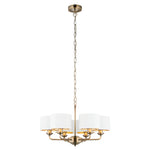 Decolight Chartley Ivory Aged Brass  6 Arm Ceiling Pendants Light - Decolight Ltd 