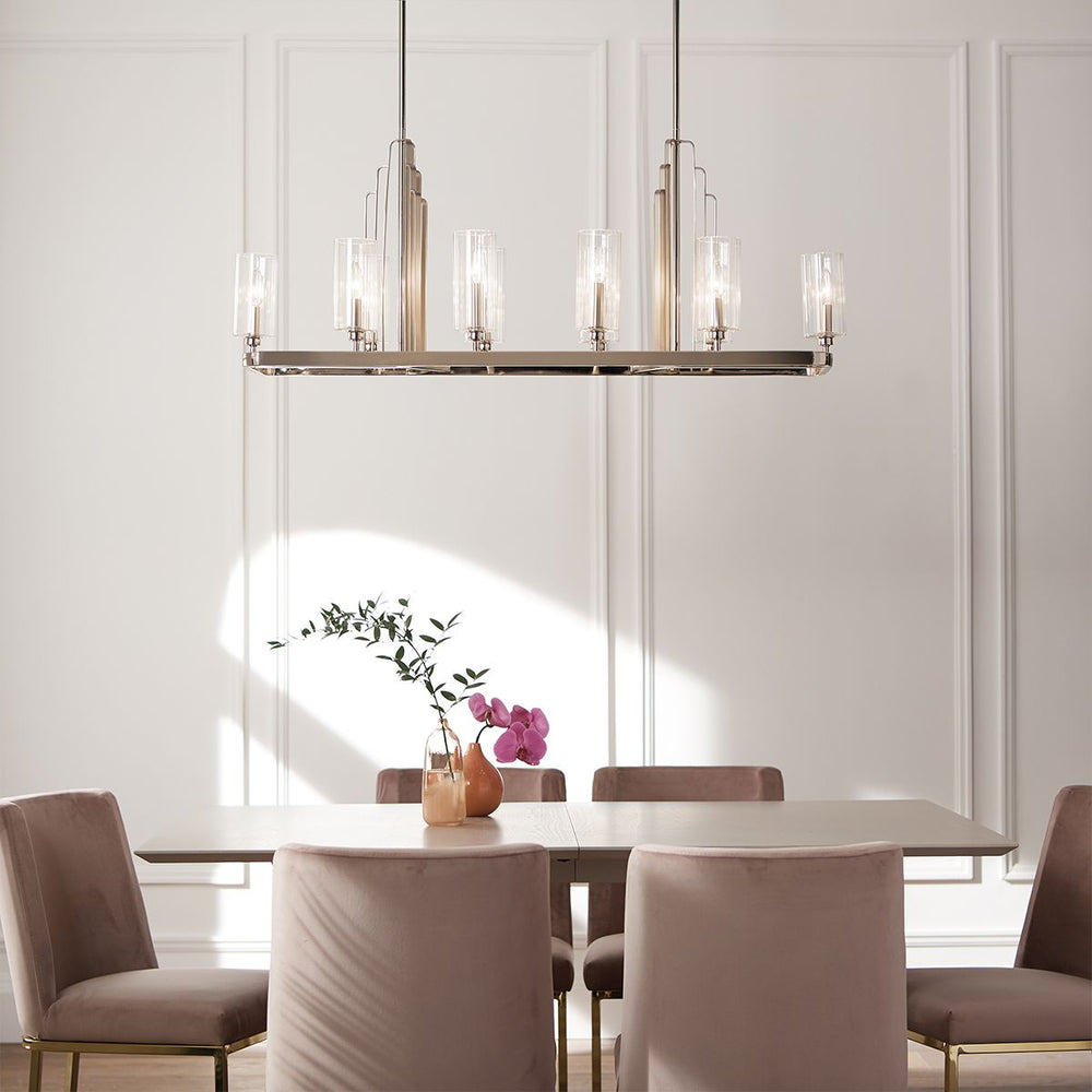 Quintiesse Kimrose 10 Light Linear Chandelier  Polished Nickel - Decolight Ltd 
