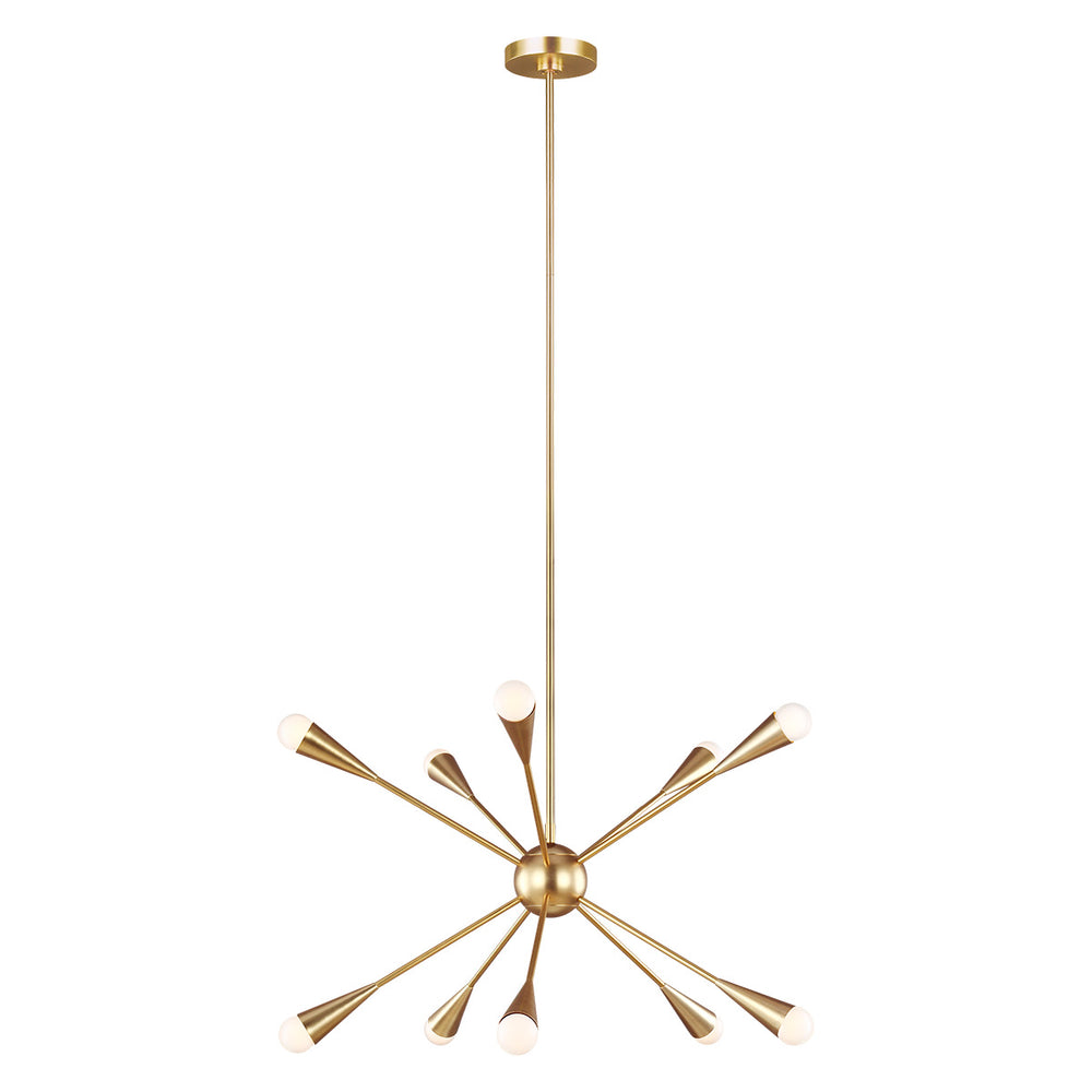 Decolight Aldridge 10 Light Sputnik Starburst Brass Ceiling Pendant Light