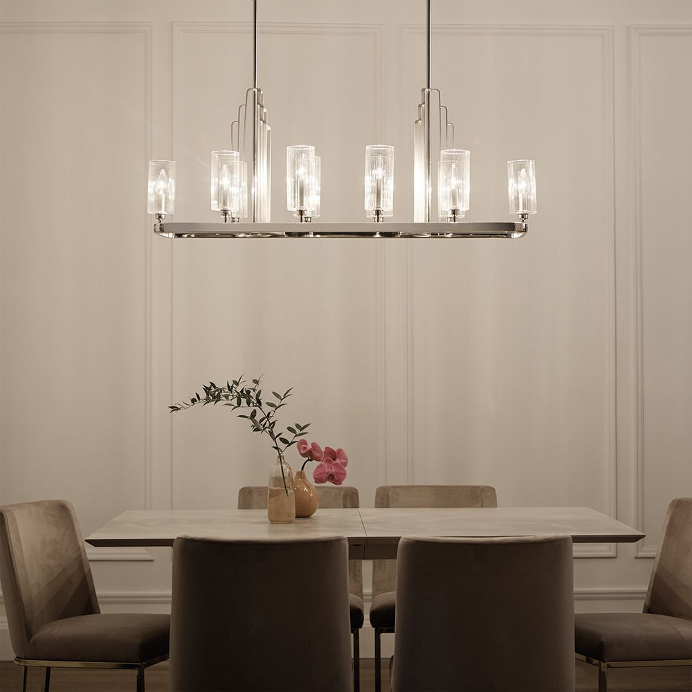 Quintiesse Kimrose 10 Light Linear Chandelier  Polished Nickel - Decolight Ltd 