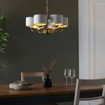 Decolight Chartley Ivory Aged Brass  6 Arm Ceiling Pendants Light - Decolight Ltd 