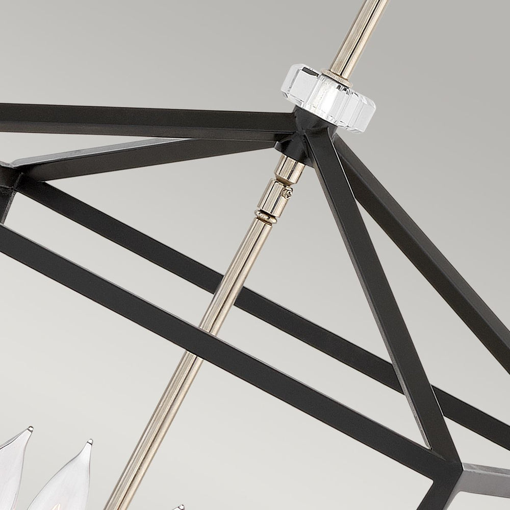 Quintiesse Stinson 4 Light Large Pendant/ Semi-Flush Black with Polished Nickel - Decolight Ltd 