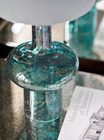 Heathfield Verdi Ocean Blue Glass Table Lamp - Decolight Ltd 
