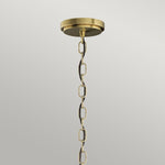 Quintiesse Roux 3 Light Pendant/ Semi-Flush Natural Brass - Decolight Ltd 