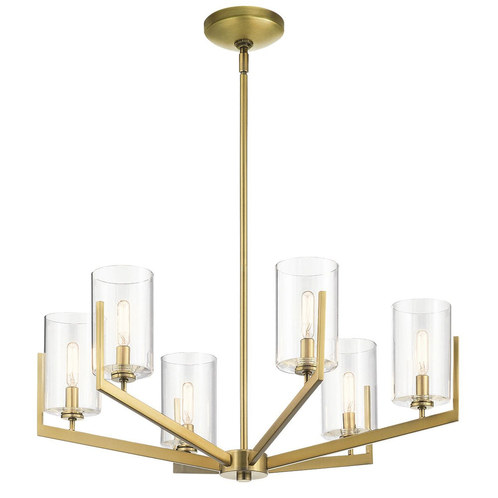 Quintiesse Nye 6 Light Chandelier   Brushed Natural Brass - Decolight Ltd 