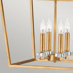 Quintiesse Stinson 4 Light Large Pendant/ Semi-Flush Distressed Brass - Decolight Ltd 