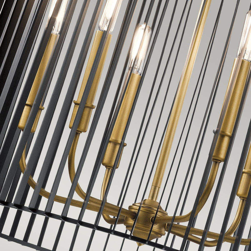 Quintiesse Linara 6 Light Chandelier/Pendant  Black & Natural Brass - Decolight Ltd 