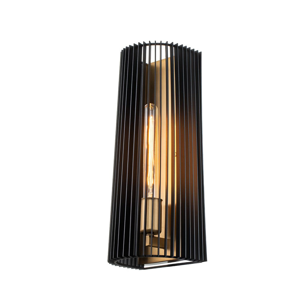 Quintiesse Linara Mid Century Wall Light  Black & Natural Brass