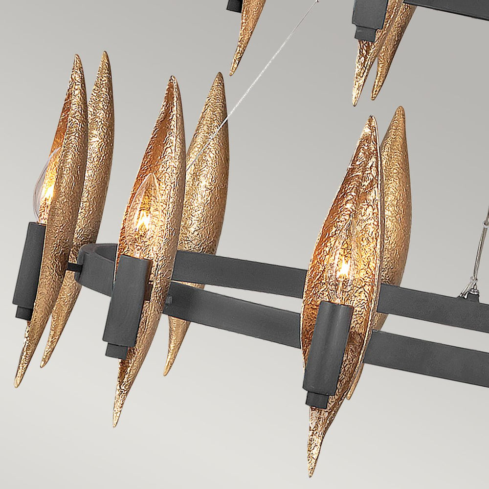 Quintiesse Willow 18 Light Chandelier   Carbon Black with Deluxe Gold - Decolight Ltd 
