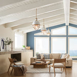 Quintiesse Tollis 1 Light Pendant  Natural Brass & White - Decolight Ltd 