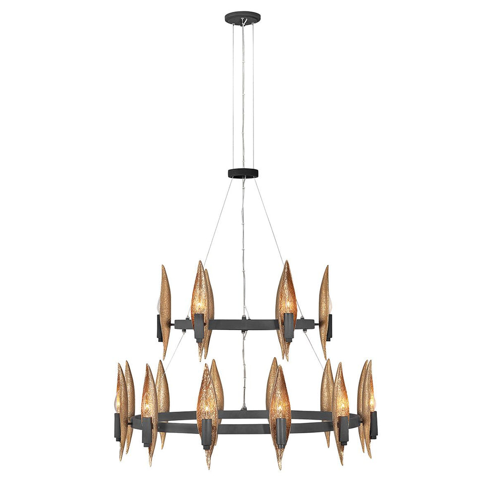 Quintiesse Willow 18 Light Chandelier   Carbon Black with Deluxe Gold - Decolight Ltd 