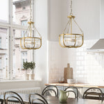 Quintiesse Roux 3 Light Pendant/ Semi-Flush Natural Brass - Decolight Ltd 