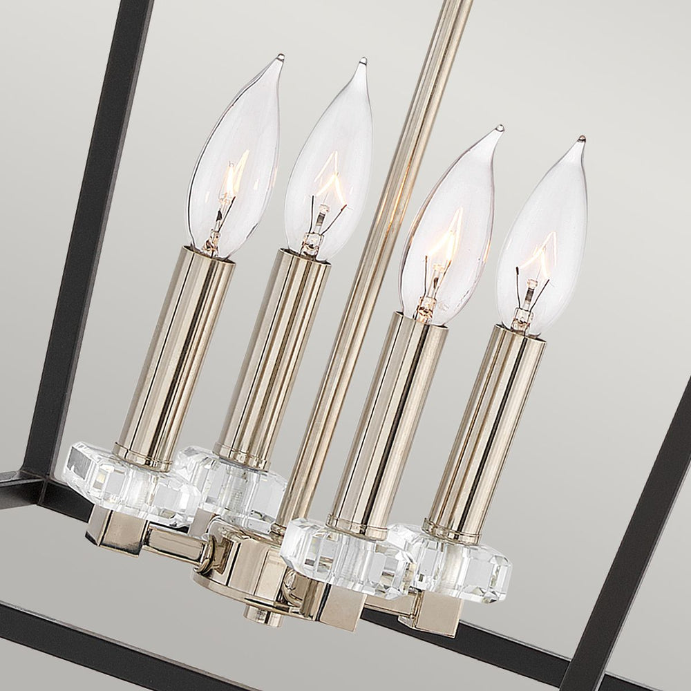 Quintiesse Stinson 4 Light Large Pendant/ Semi-Flush Black with Polished Nickel - Decolight Ltd 