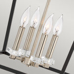 Quintiesse Stinson 4 Light Large Pendant/ Semi-Flush Black with Polished Nickel - Decolight Ltd 