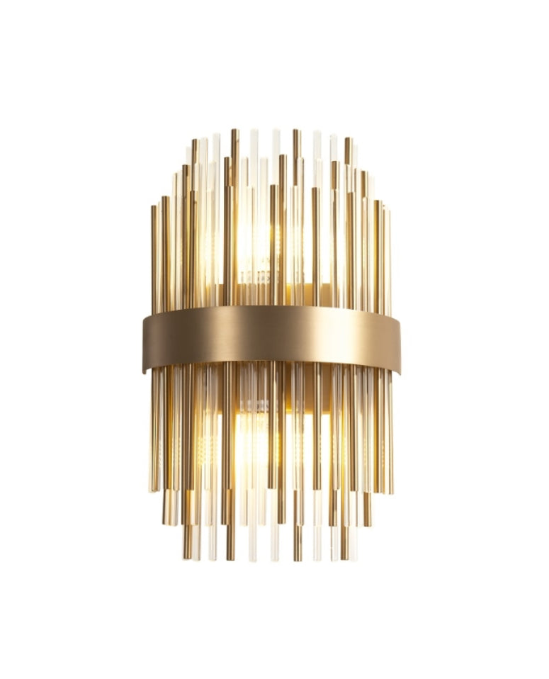 Decolight Freya Art Deco Brass & Glass Wall Light Sconce