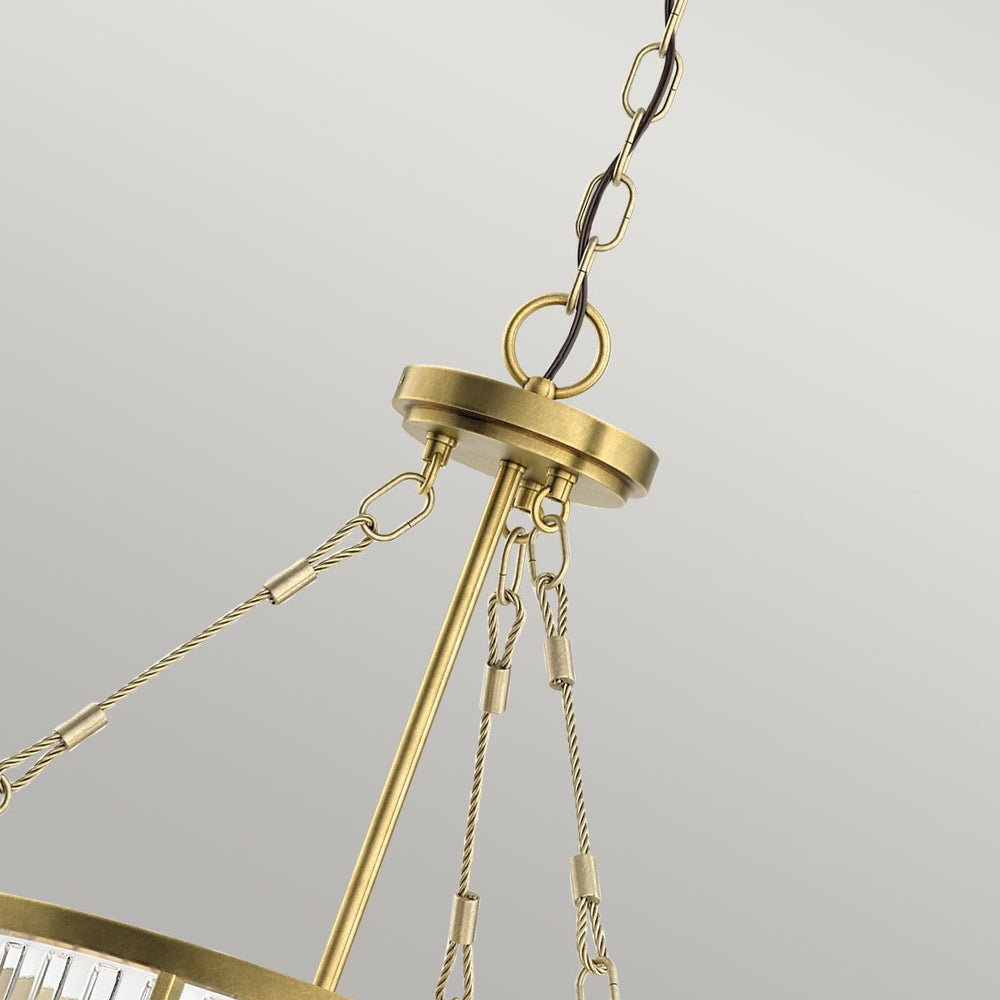 Quintiesse Roux 3 Light Pendant/ Semi-Flush Natural Brass - Decolight Ltd 