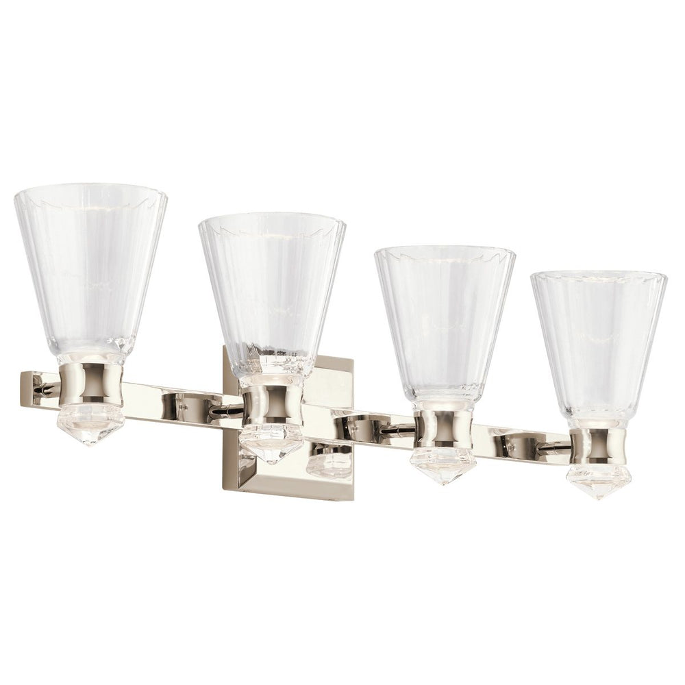 Quintiesse Kayva Art Deco LED 4 Arm Dual-lit Wall Light  Polished Nickel