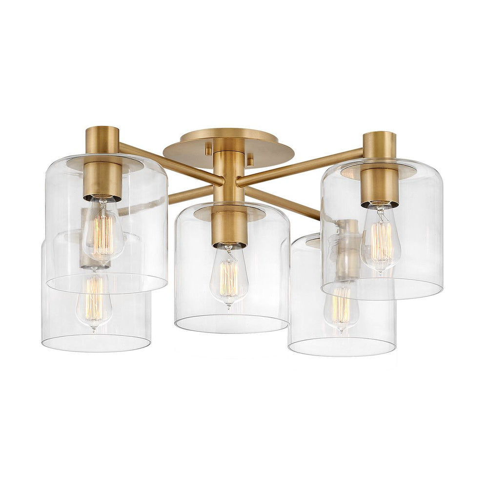 Quintiesse Axel 5 Light Semi-flush Mount Heritage Brass - Decolight Ltd 